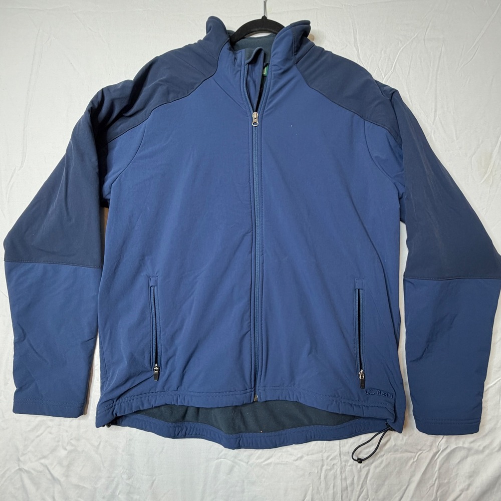 LL Bean Mens Full Zip Jacket Navy Blue XL Tall Outdoor Fleece Lined